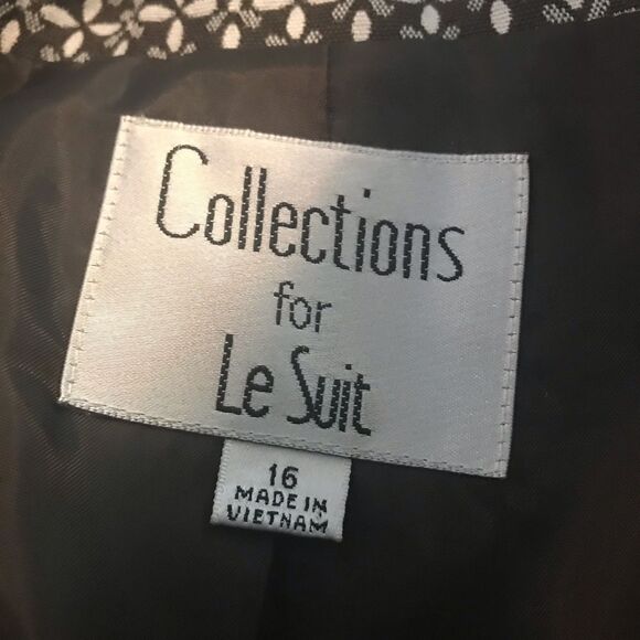 Le Suit Blazer Women's Size 16 Brown and Cream Patterned Long Sleeve 3-Button - Picture 9 of 9